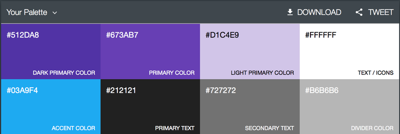 Colour values from material palette