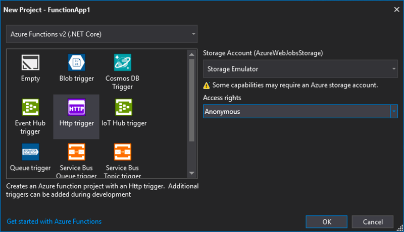 Configuring the Azure Function to use V2, an HTTP trigger with anonymous access rights
