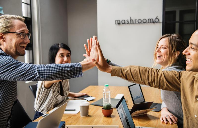 Bad stock photo of people high-fiving