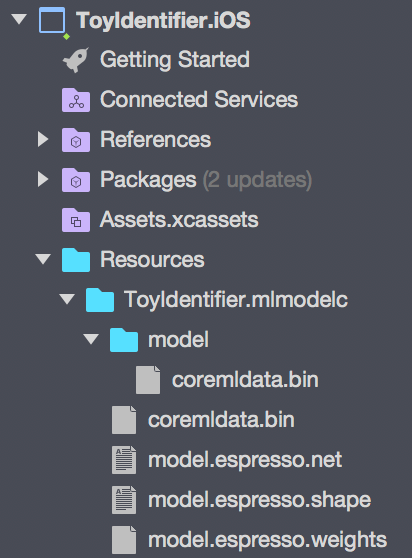 The Resources folder with a compiled model in it