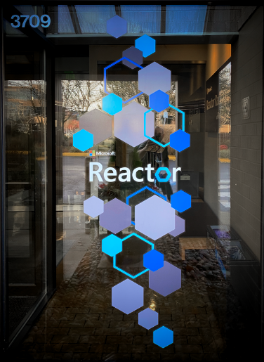 The Reactor logo on the door of the Reactor in Redmond