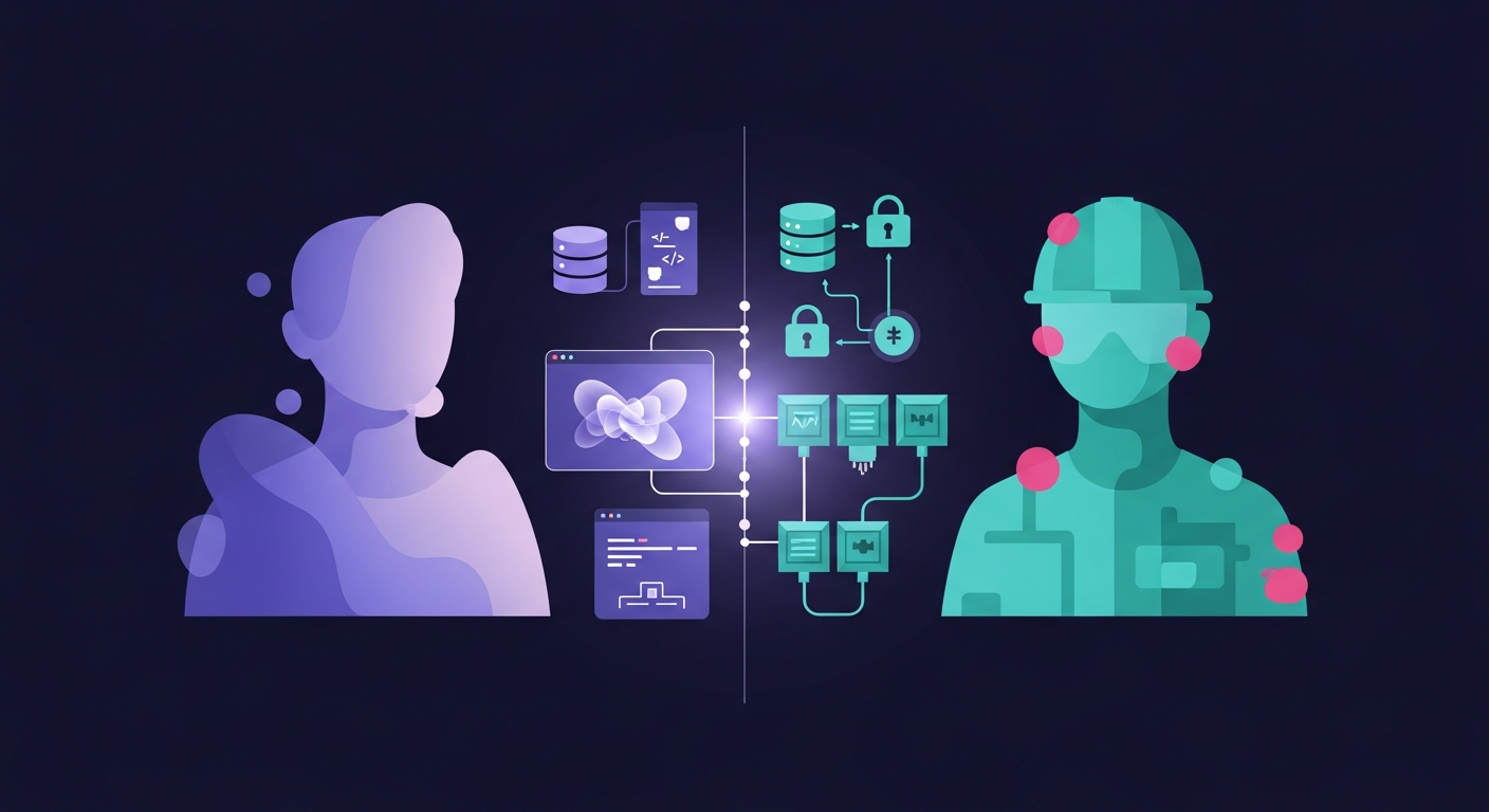 The two-person team: the domain expert prompts, the engineer connects