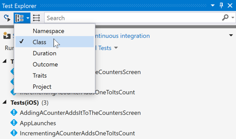 Grouping tests in the Visual Studio test explorer 