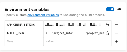 Adding the contents of the google services json file to an environment variable