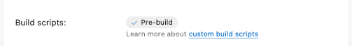 Pre-build script turned on in the build configuration